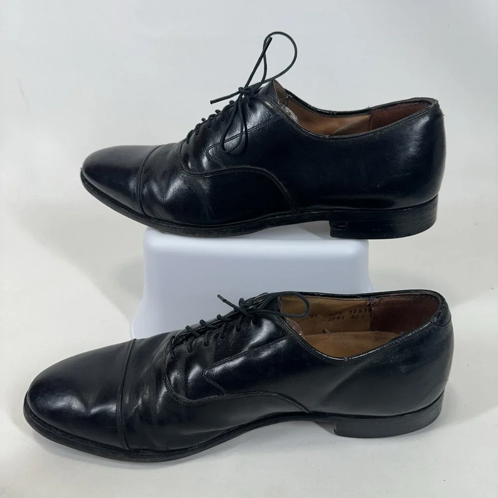 Johnston & Murphy Optima Oxford Cap Toe‎ Black Leather Dress Shoes 11.5 C/A